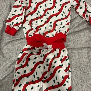 Kids Sweat Suit with Red and Green Pattern